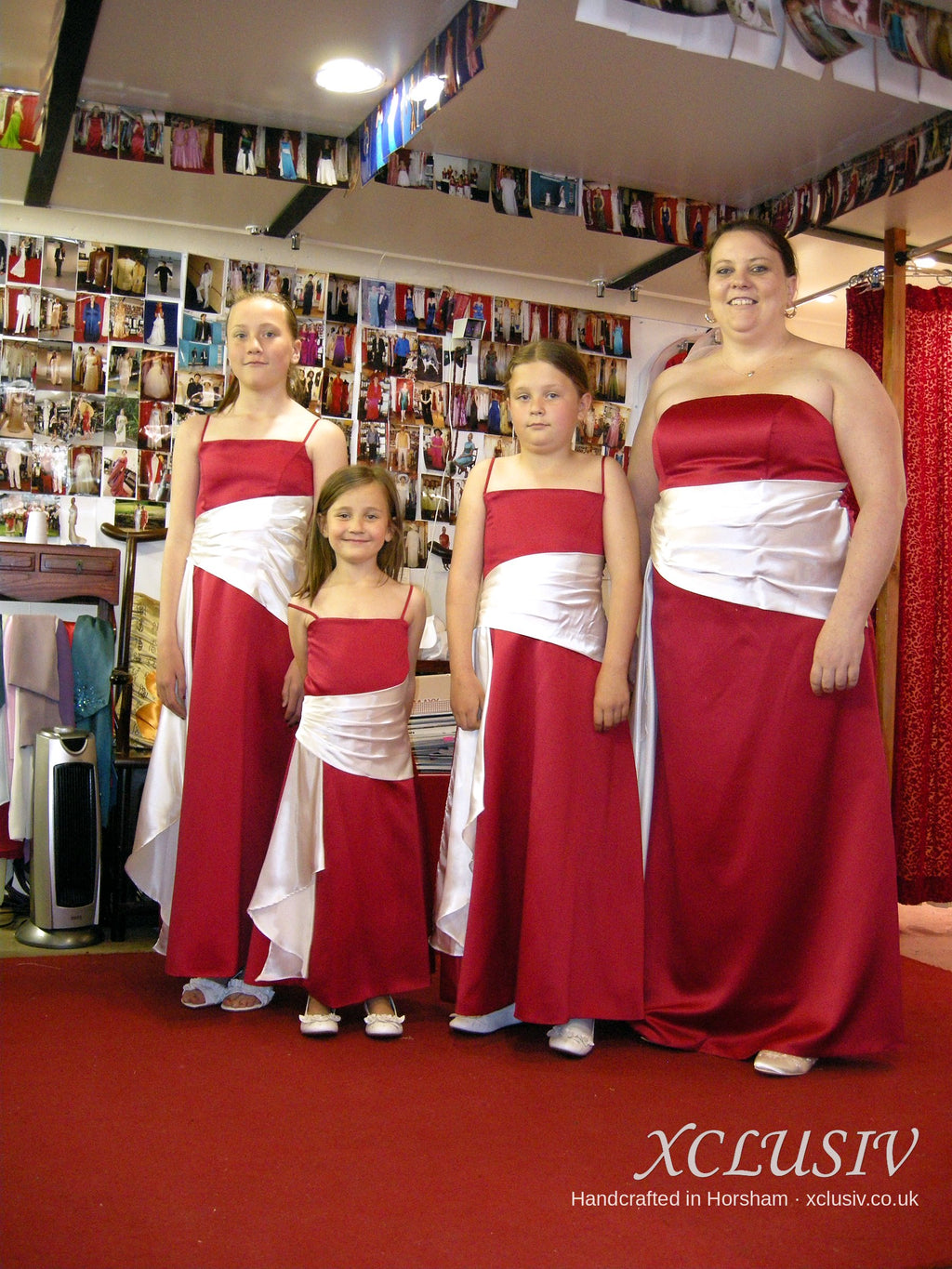 Red Satin Bridesmaid Dresses with White Wrap Sash – XCLUSIV Horsham (view 2)