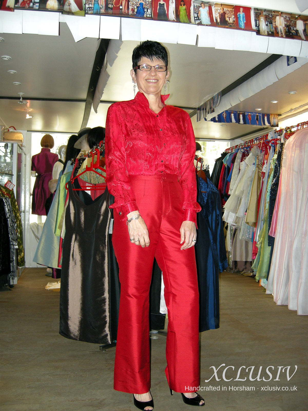 Red Satin Shirt & Trousers – Mother of the Bride – XCLUSIV Horsham Main image