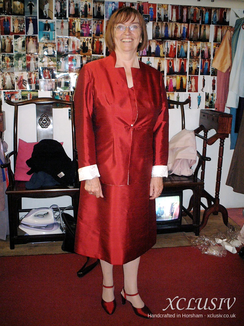 Red Silk Jacket & Skirt with Ivory Cuffs – Mother of the Bride – XCLUSIV Horsham Main image