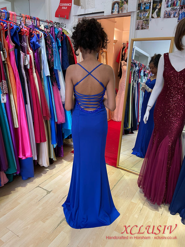 Royal Blue Cut-Out Split Prom Dress – XCLUSIV Horsham (view 2)