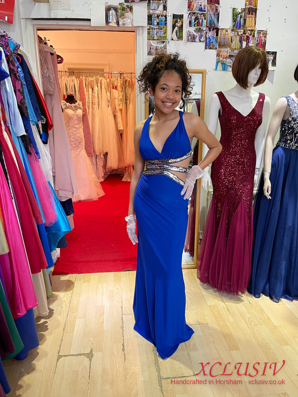 Royal Blue Halter Beaded Cut-Out Prom Dress – XCLUSIV Horsham