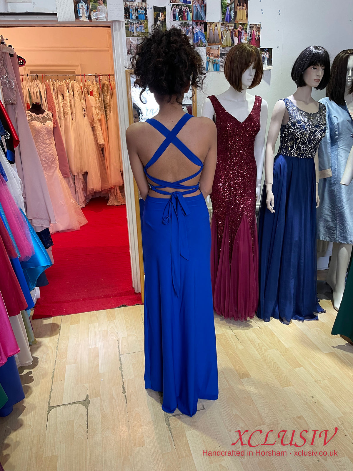 Royal Blue Halter Beaded Cut-Out Prom Dress – XCLUSIV Horsham (view 2)