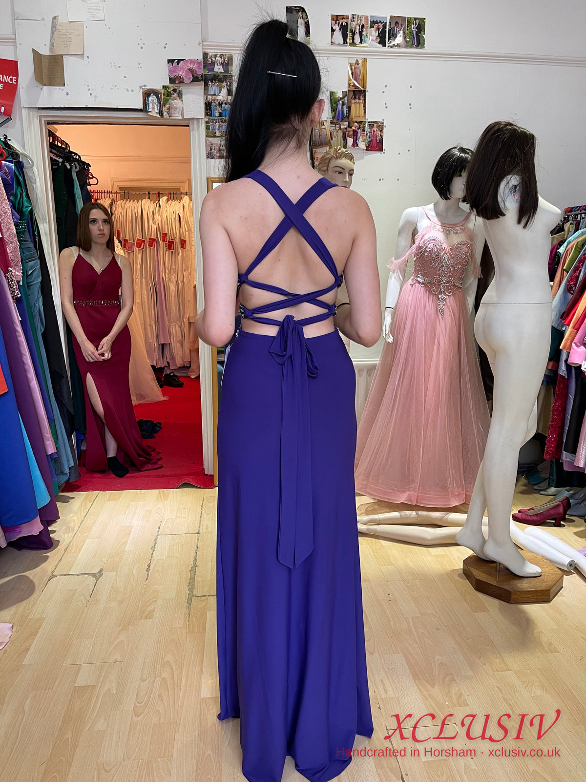 Royal Blue Halter Beaded Cut-Out Prom Dress – XCLUSIV Horsham (view 5)