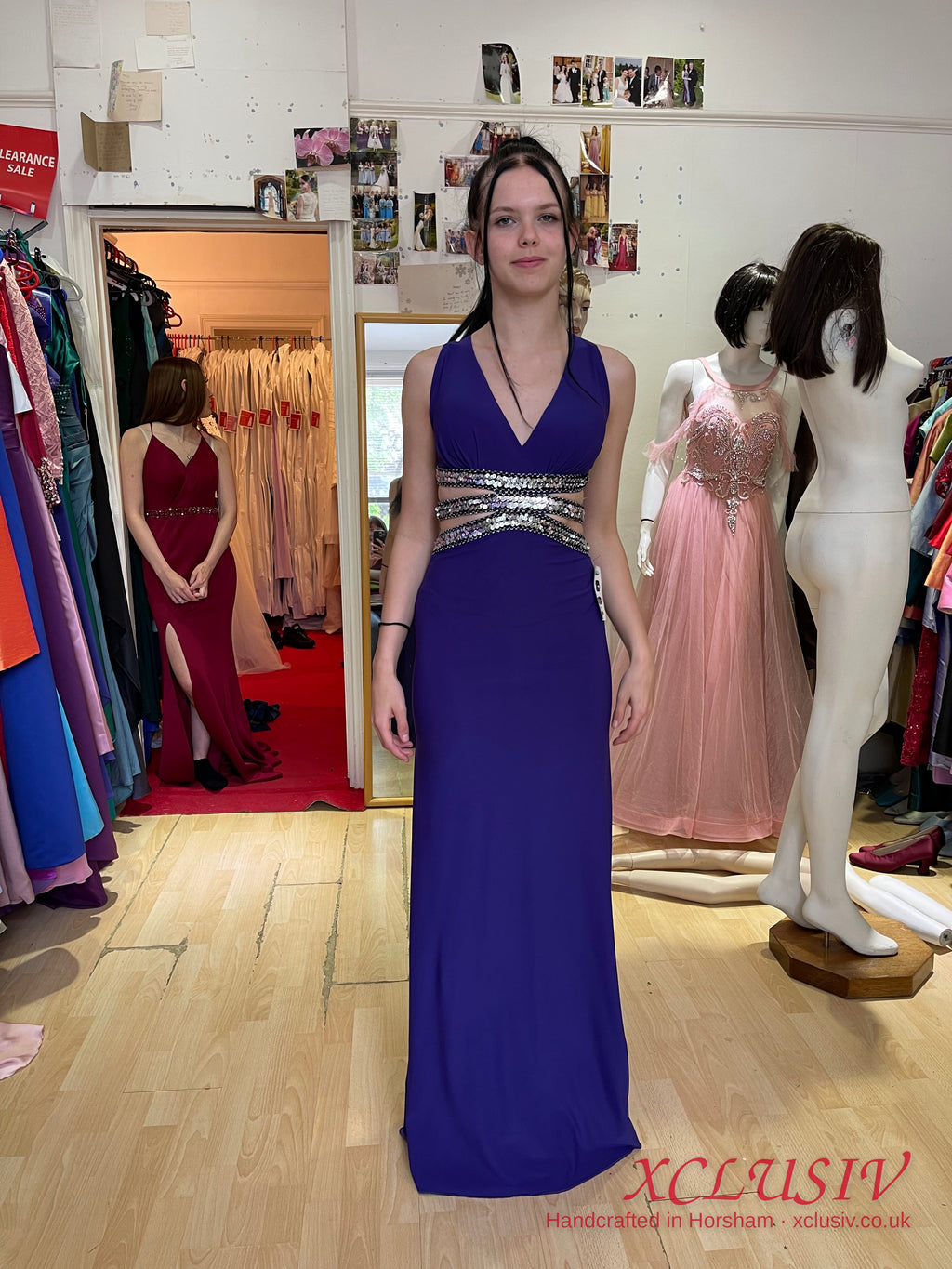 Royal Blue Halter Beaded Cut-Out Prom Dress – XCLUSIV Horsham (view 6)