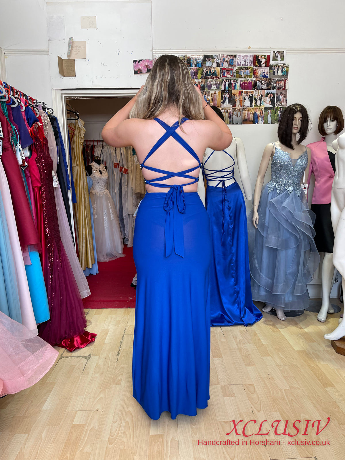 Royal Blue Halter Beaded Cut-Out Prom Dress – XCLUSIV Horsham (view 9)