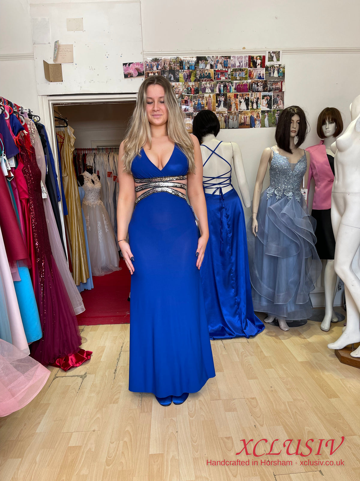 Royal Blue Halter Beaded Cut-Out Prom Dress – XCLUSIV Horsham (view 10)