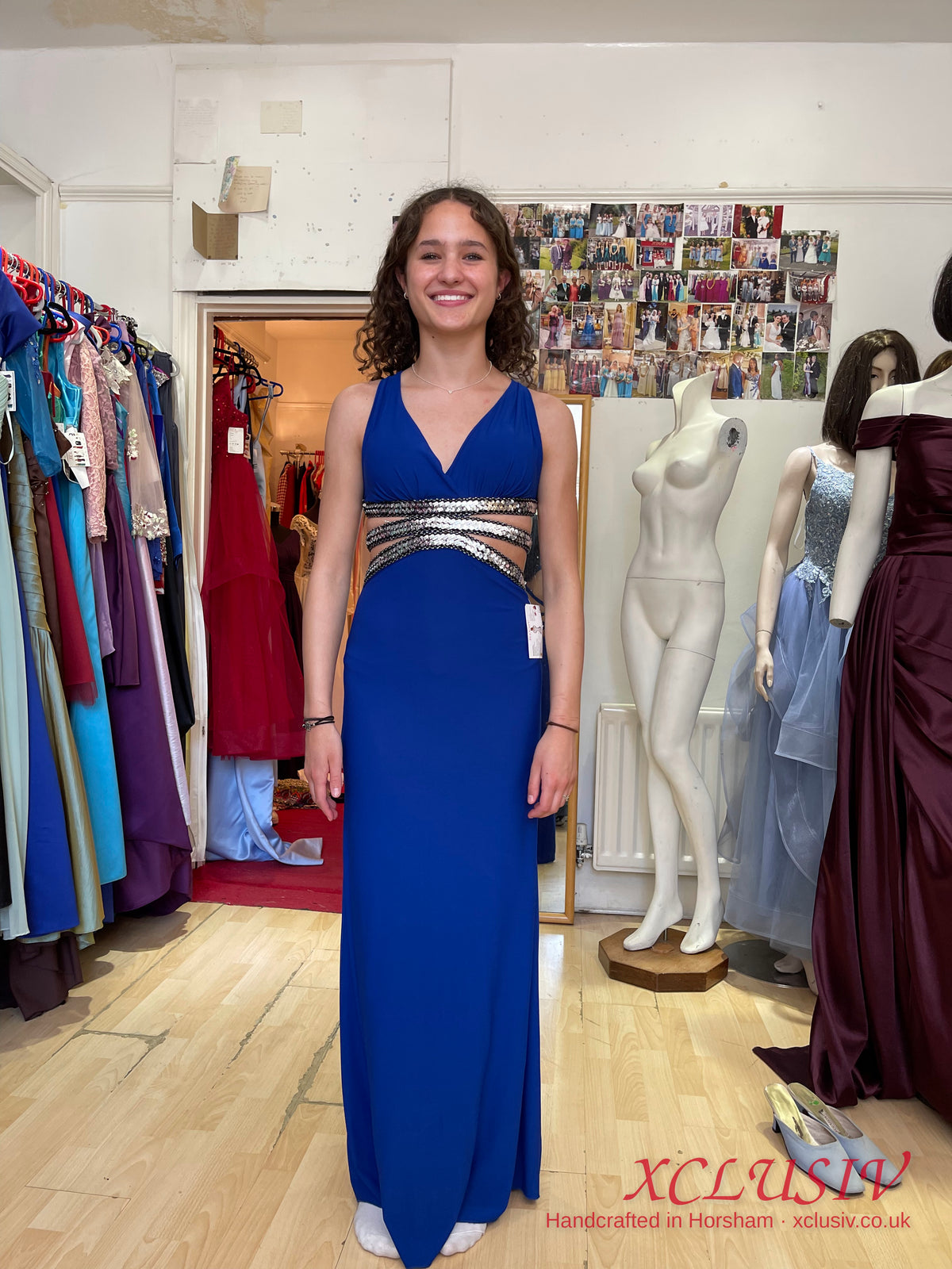 Royal Blue Halter Beaded Cut-Out Prom Dress – XCLUSIV Horsham (view 14)