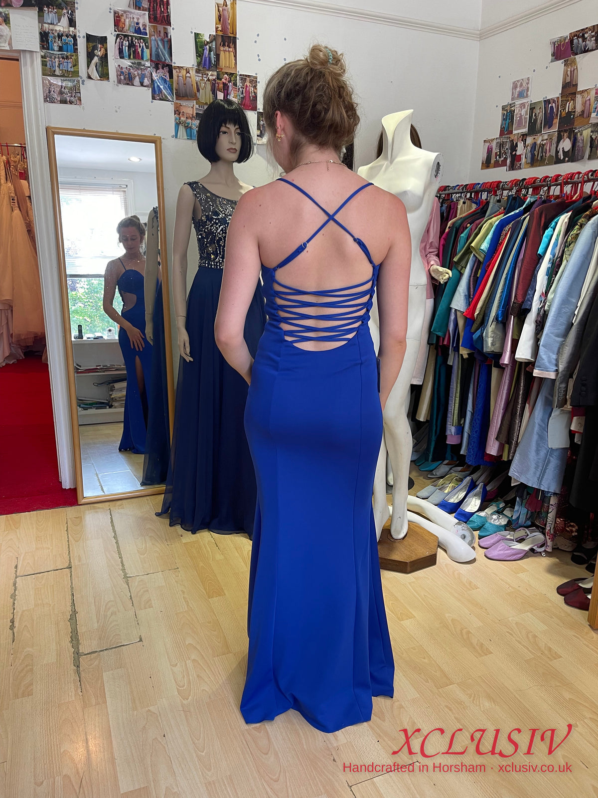 Royal Blue Lace-Up Back Cut-Out Prom Dress – XCLUSIV Horsham (view 4)