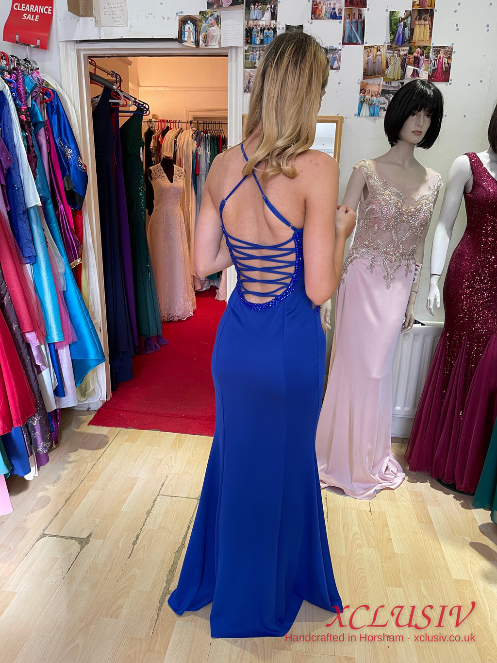 Royal Blue Lace-Up Back Cut-Out Prom Dress – XCLUSIV Horsham (view 6)