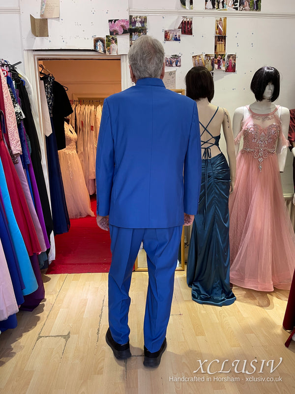 Royal Blue Mandarin Collar Men's Suit – XCLUSIV Horsham (view 2)