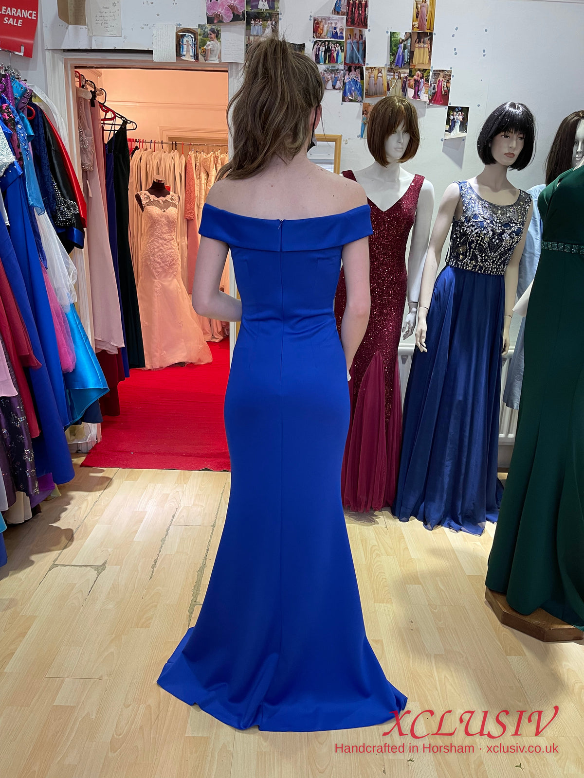 Royal Blue Off-Shoulder Fitted Prom Dress – XCLUSIV Horsham (view 2)