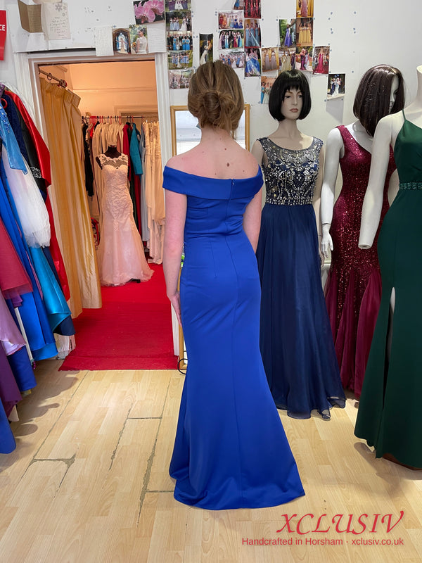 Royal Blue Off-Shoulder Fitted Prom Dress – XCLUSIV Horsham (view 4)