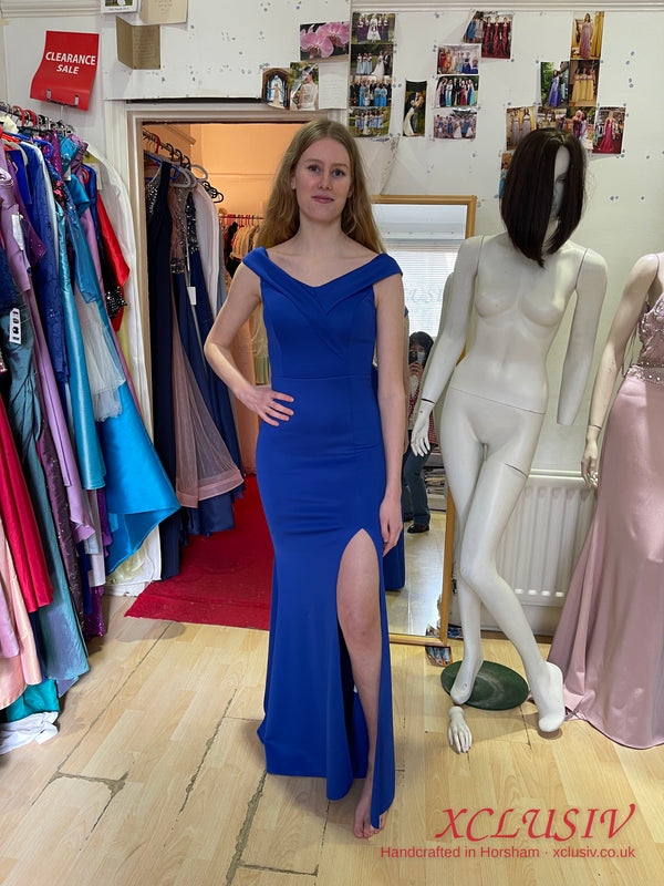 Royal Blue Off-Shoulder Fitted Prom Dress – XCLUSIV Horsham (view 5)