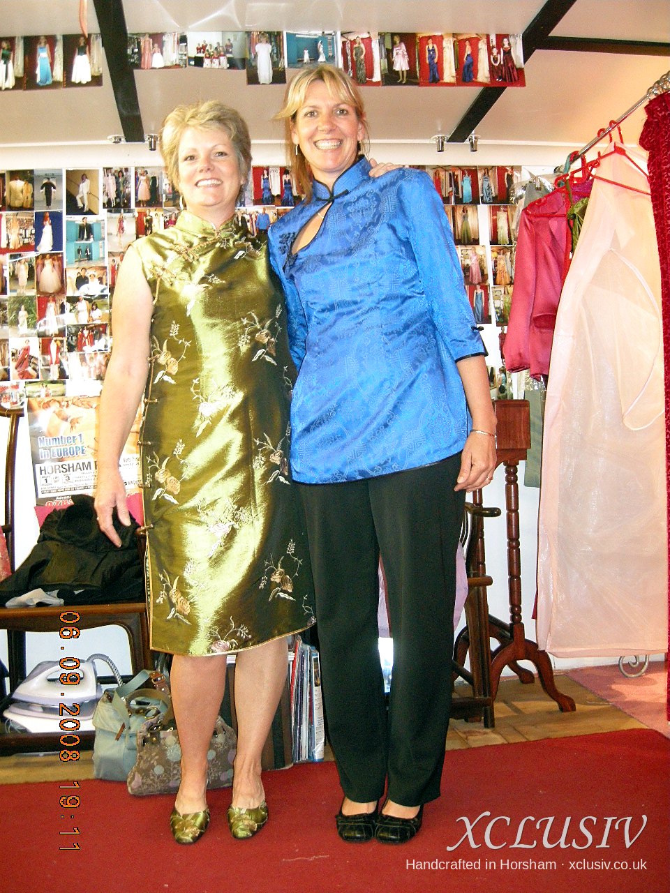 Royal Blue Satin Cheongsam Top & Black Trousers – Mother of the Bride – XCLUSIV Horsham (view 2)
