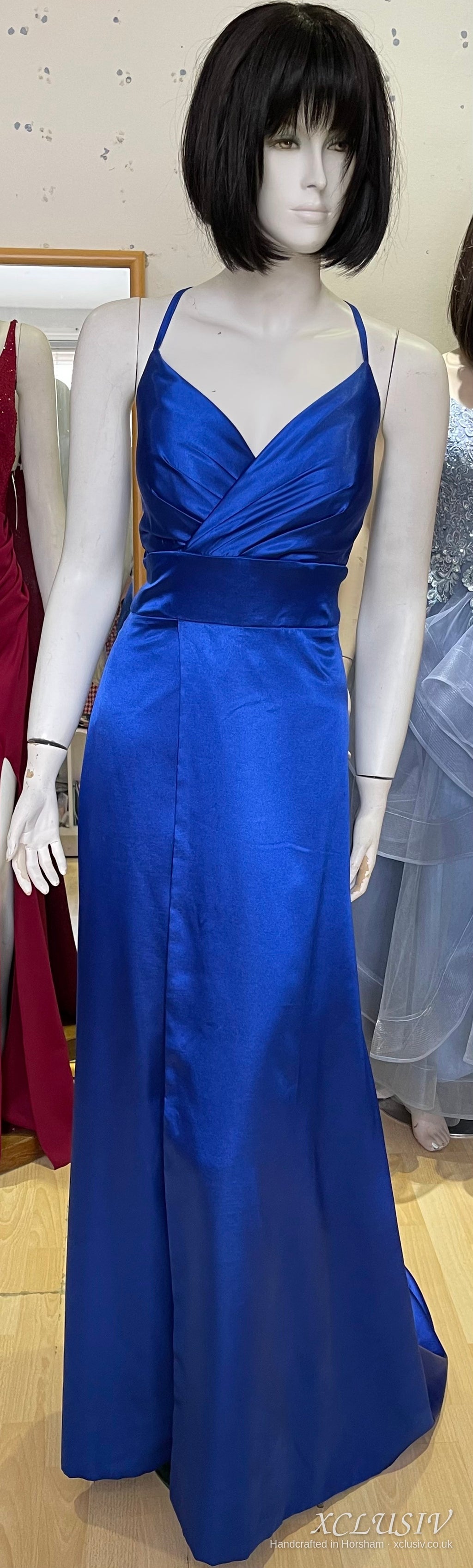 Royal Blue Satin Lace-Up Back A-Line Prom Dress – XCLUSIV Horsham (view 10)