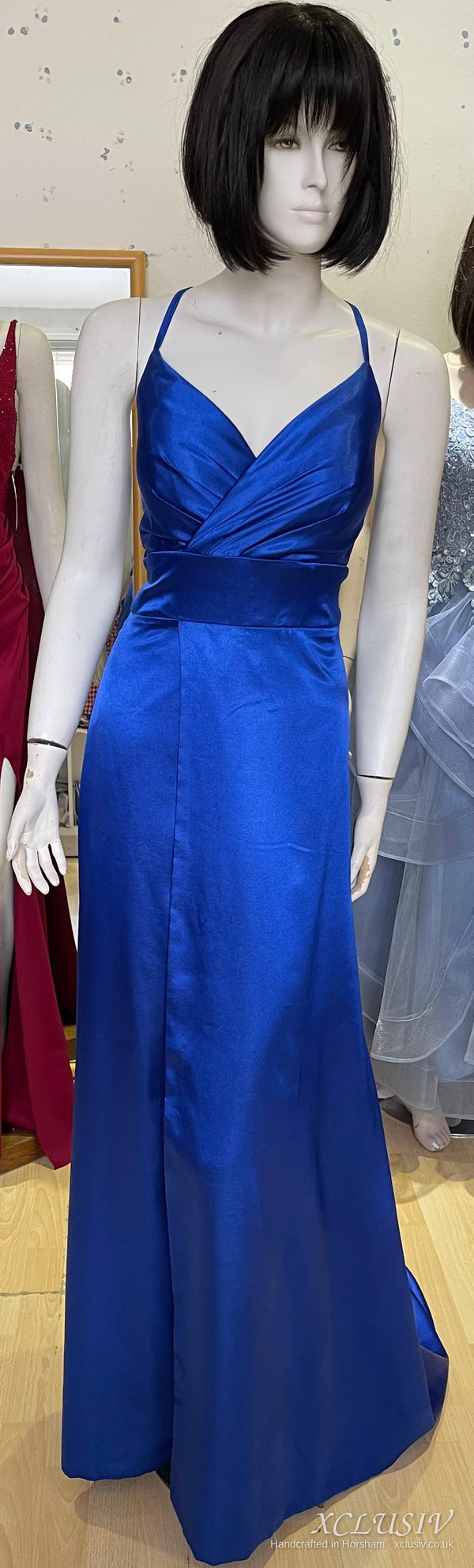 Royal Blue Satin Lace-Up Back A-Line Prom Dress – XCLUSIV Horsham (view 10)