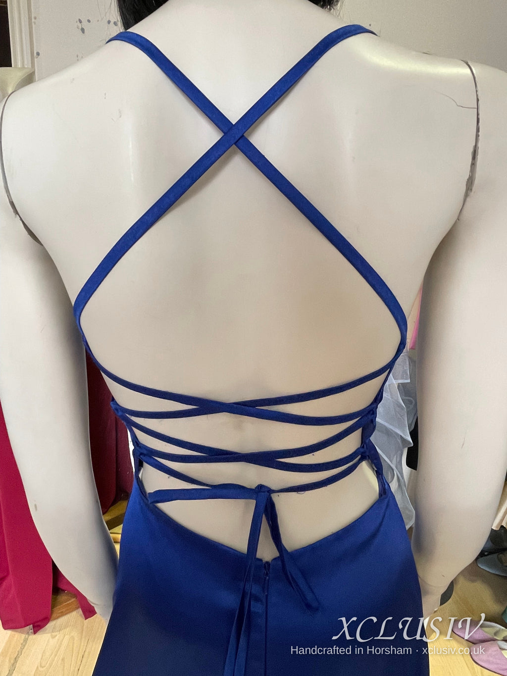 Royal Blue Satin Lace-Up Back A-Line Prom Dress – XCLUSIV Horsham (view 15)