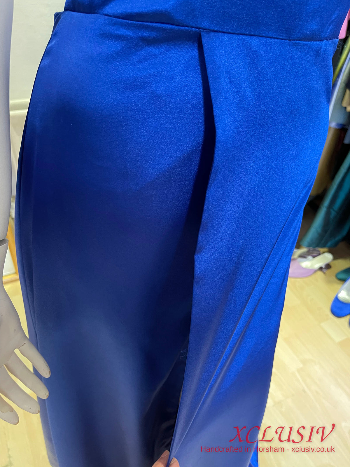 Royal Blue Satin Lace-Up Back A-Line Prom Dress – XCLUSIV Horsham (view 18)