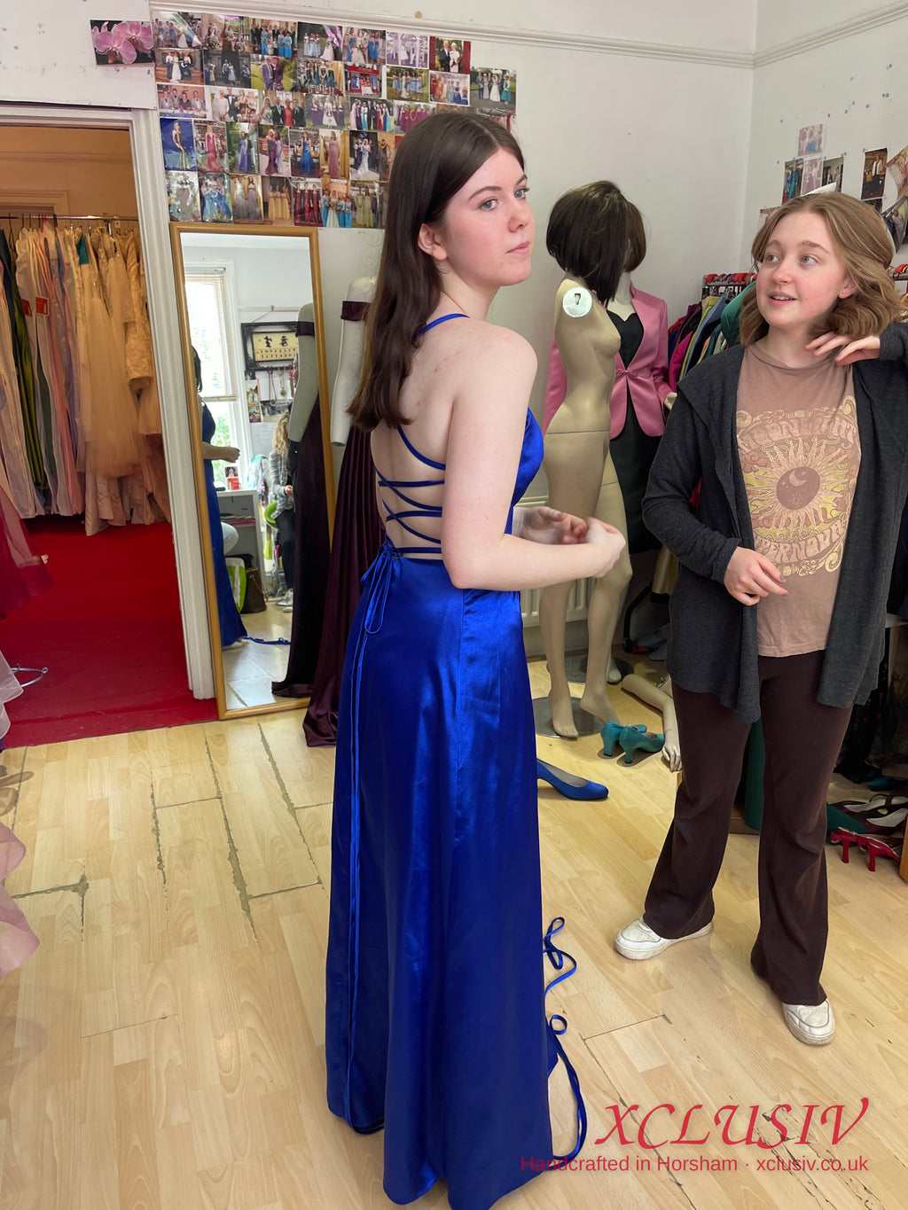 Royal Blue Satin Lace-Up Back A-Line Prom Dress – XCLUSIV Horsham (view 21)