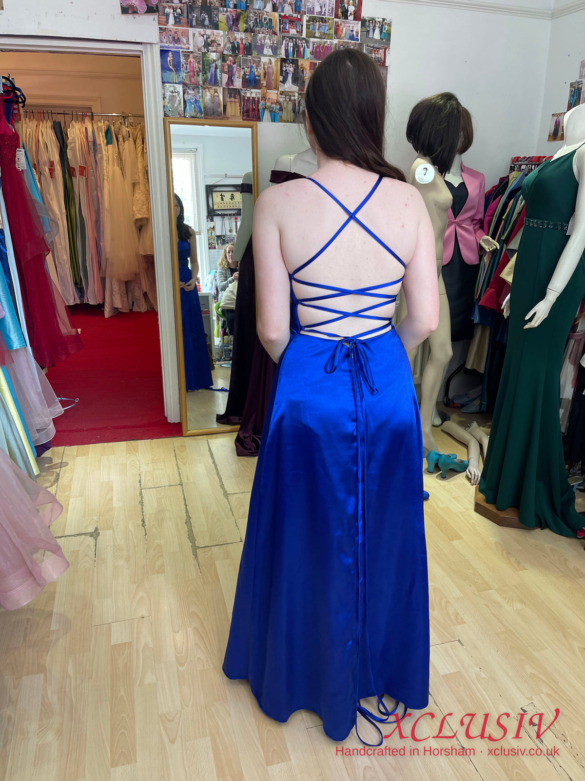Royal Blue Satin Lace-Up Back A-Line Prom Dress – XCLUSIV Horsham (view 22)
