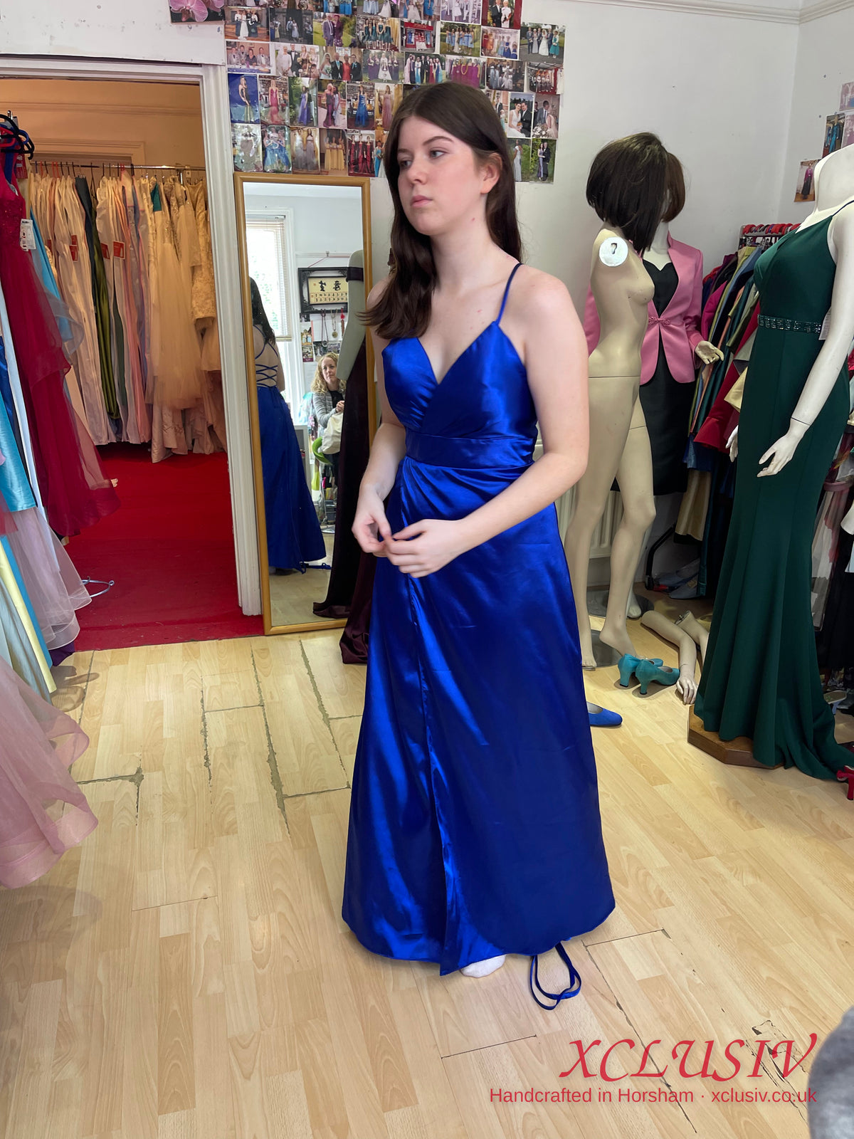 Royal Blue Satin Lace-Up Back A-Line Prom Dress – XCLUSIV Horsham (view 23)