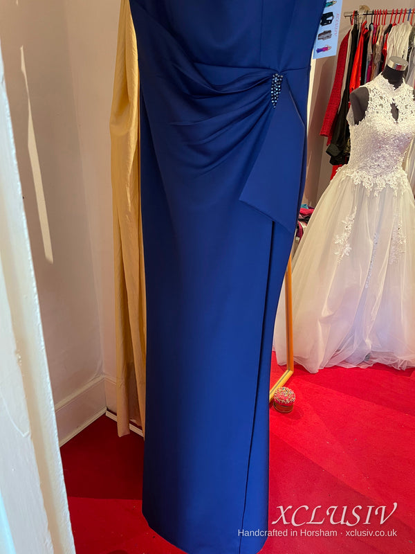 Royal Blue Satin Off-Shoulder Prom Dress – XCLUSIV Horsham (view 2)