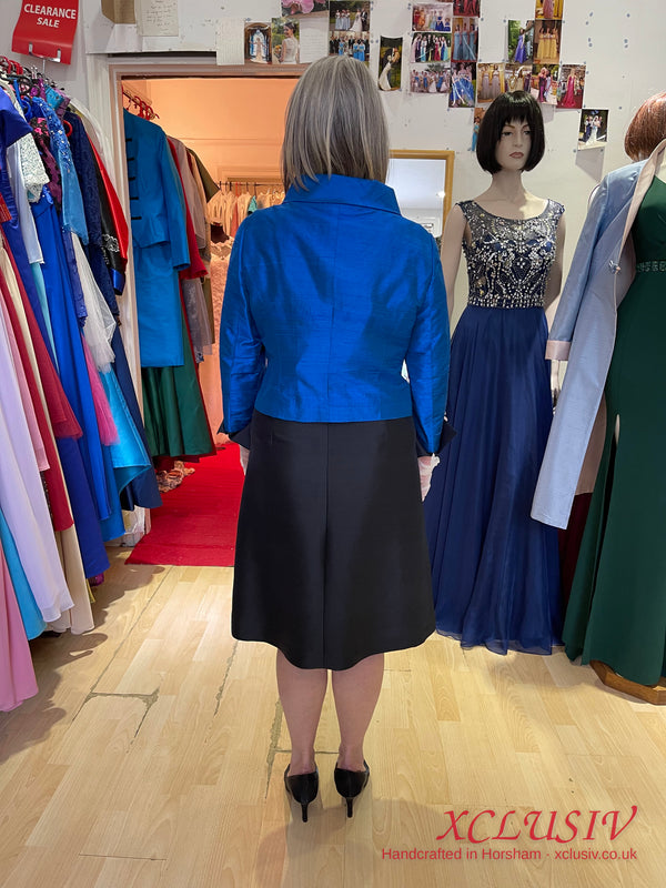 Royal Blue Silk Jacket & Black Skirt – Mother of the Bride – XCLUSIV Horsham (view 2)
