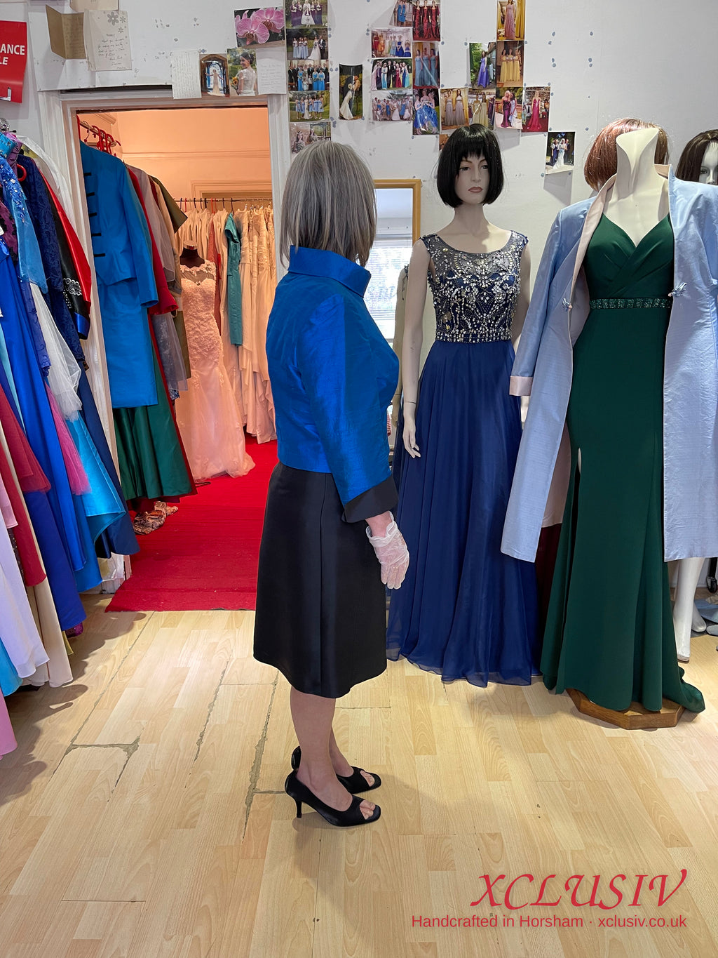 Royal Blue Silk Jacket & Black Skirt – Mother of the Bride – XCLUSIV Horsham (view 3)