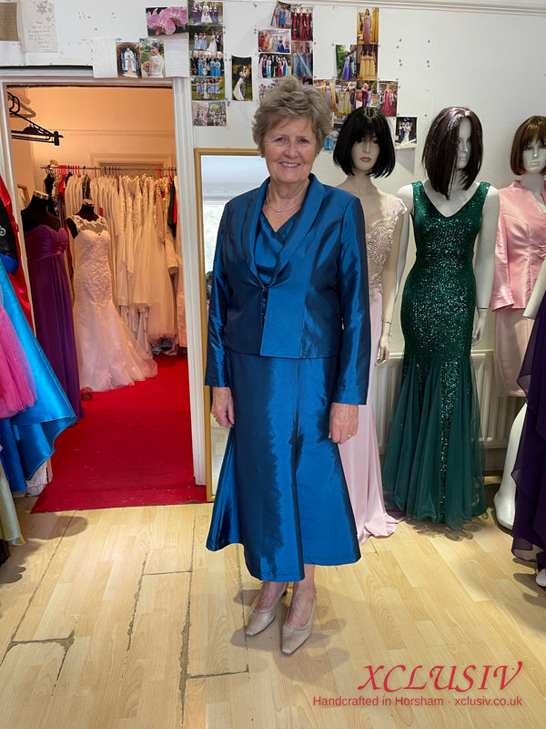 Royal Blue Taffeta Dress & Jacket – Mother of the Bride – XCLUSIV Horsham