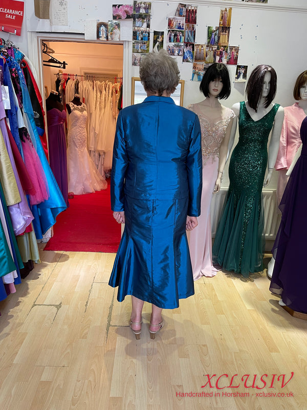 Royal Blue Taffeta Dress & Jacket – Mother of the Bride – XCLUSIV Horsham (view 2)