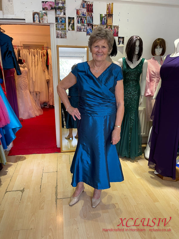 Royal Blue Taffeta Dress & Jacket – Mother of the Bride – XCLUSIV Horsham (view 4)