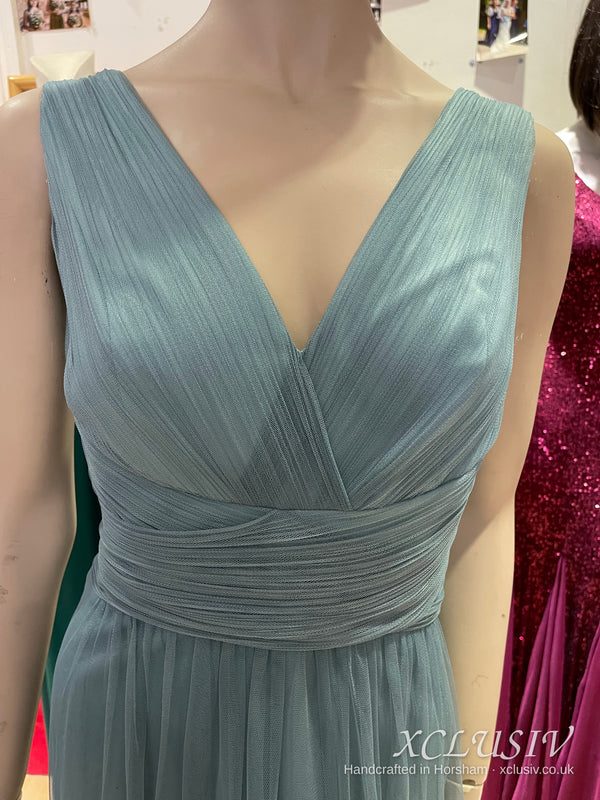 Sage Blue Tulle V-Neck Bridesmaid Dress – XCLUSIV Horsham (view 4)
