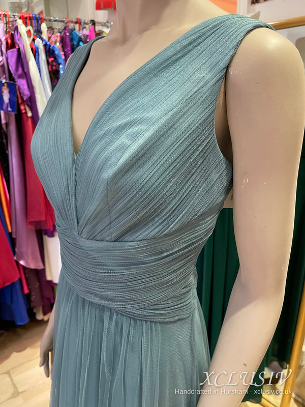 Sage Blue Tulle V-Neck Bridesmaid Dress – XCLUSIV Horsham (view 6)