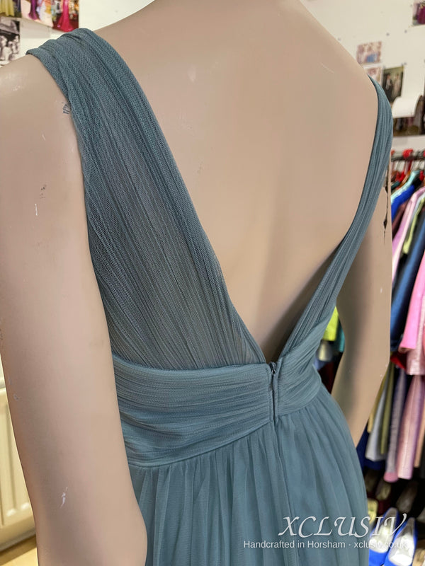Sage Blue Tulle V-Neck Bridesmaid Dress – XCLUSIV Horsham (view 11)