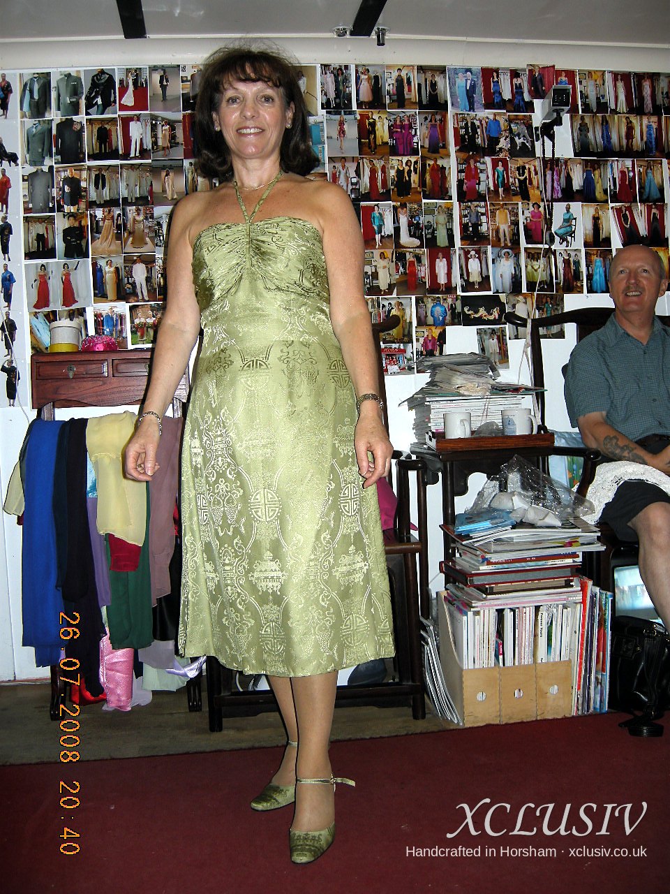 Sage Brocade Strapless Tea Dress & Bolero – Mother of the Bride – XCLUSIV Horsham Main image