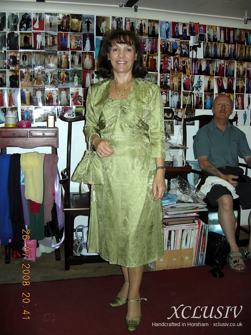 Sage Brocade Strapless Tea Dress & Bolero – Mother of the Bride – XCLUSIV Horsham (view 2)