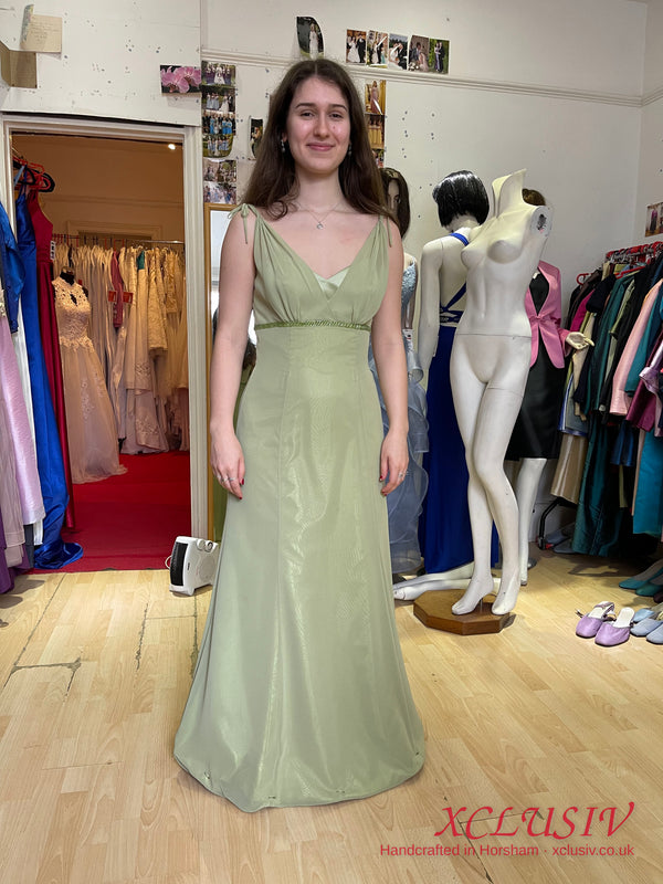 Sage Green Chiffon V-Neck Prom Dress – XCLUSIV Horsham