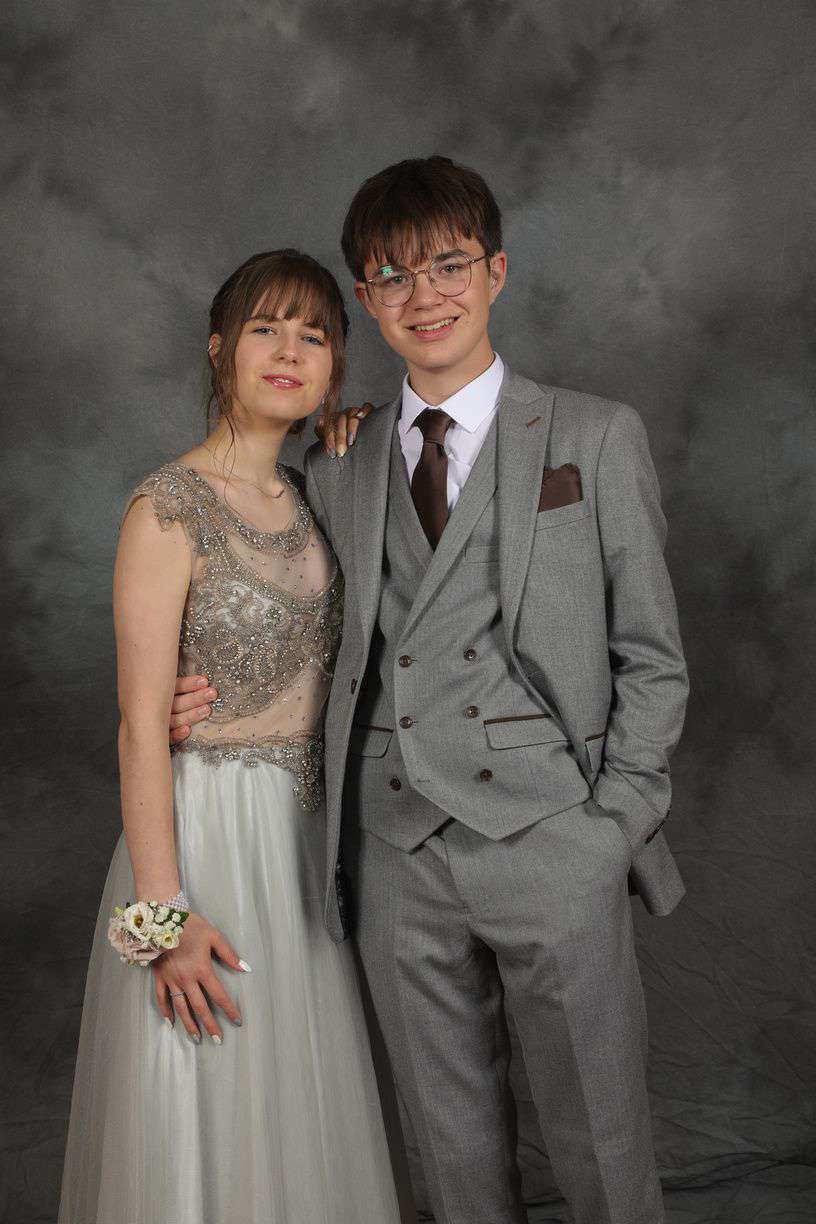 Silver beaded illusion bodice tulle prom dress worn by our customer at prom – XCLUSIV Horsham
