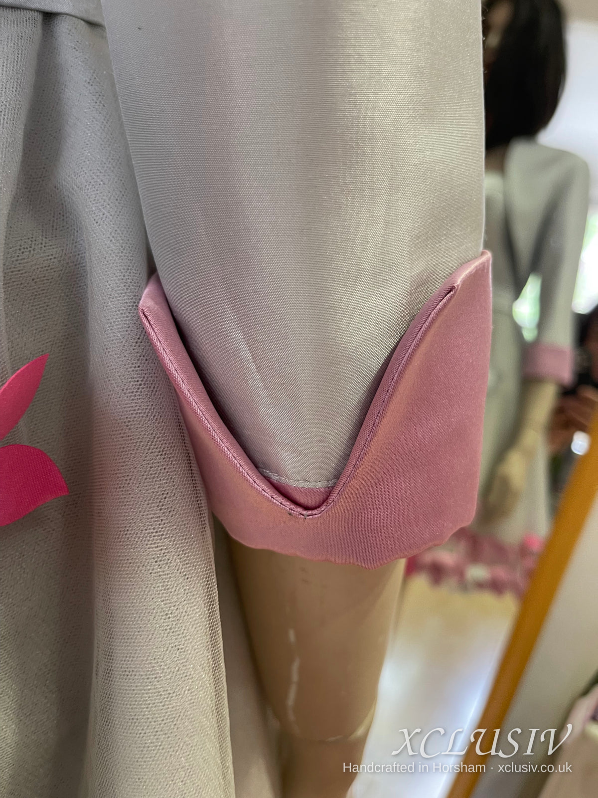 Silver Grey Short Prom Dress with Pink 3D Flowers & Bolero – XCLUSIV Horsham (view 17)