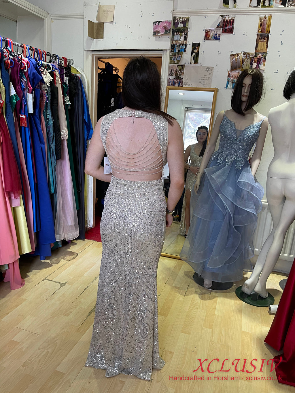 Silver Sequin Open-Back Split Prom Dress – XCLUSIV Horsham (view 3)