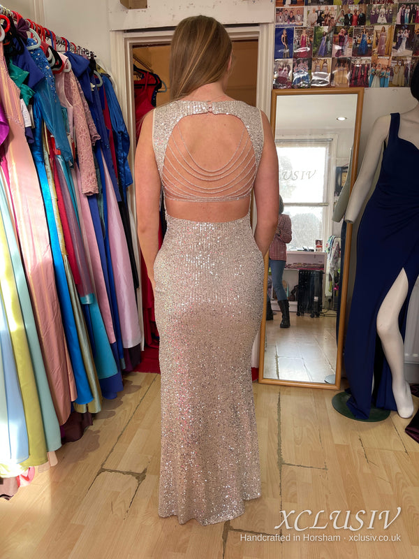 Silver Sequin Open-Back Split Prom Dress – XCLUSIV Horsham (view 6)