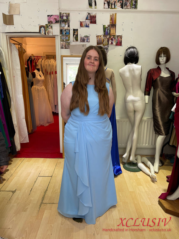 Sky Blue Chiffon Cascade Bridesmaid Dress – XCLUSIV Horsham
