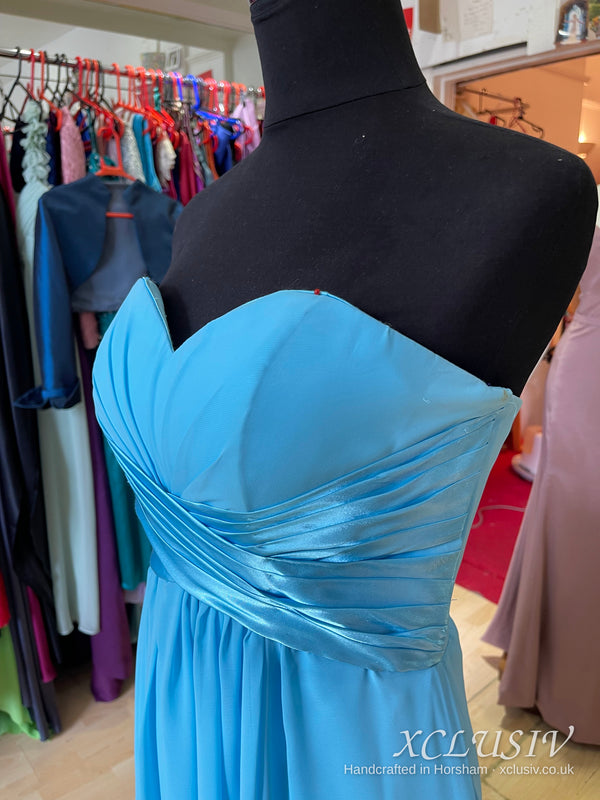 Sky Blue Chiffon Strapless Lace-Up Back Bridesmaid Dress – XCLUSIV Horsham (view 3)