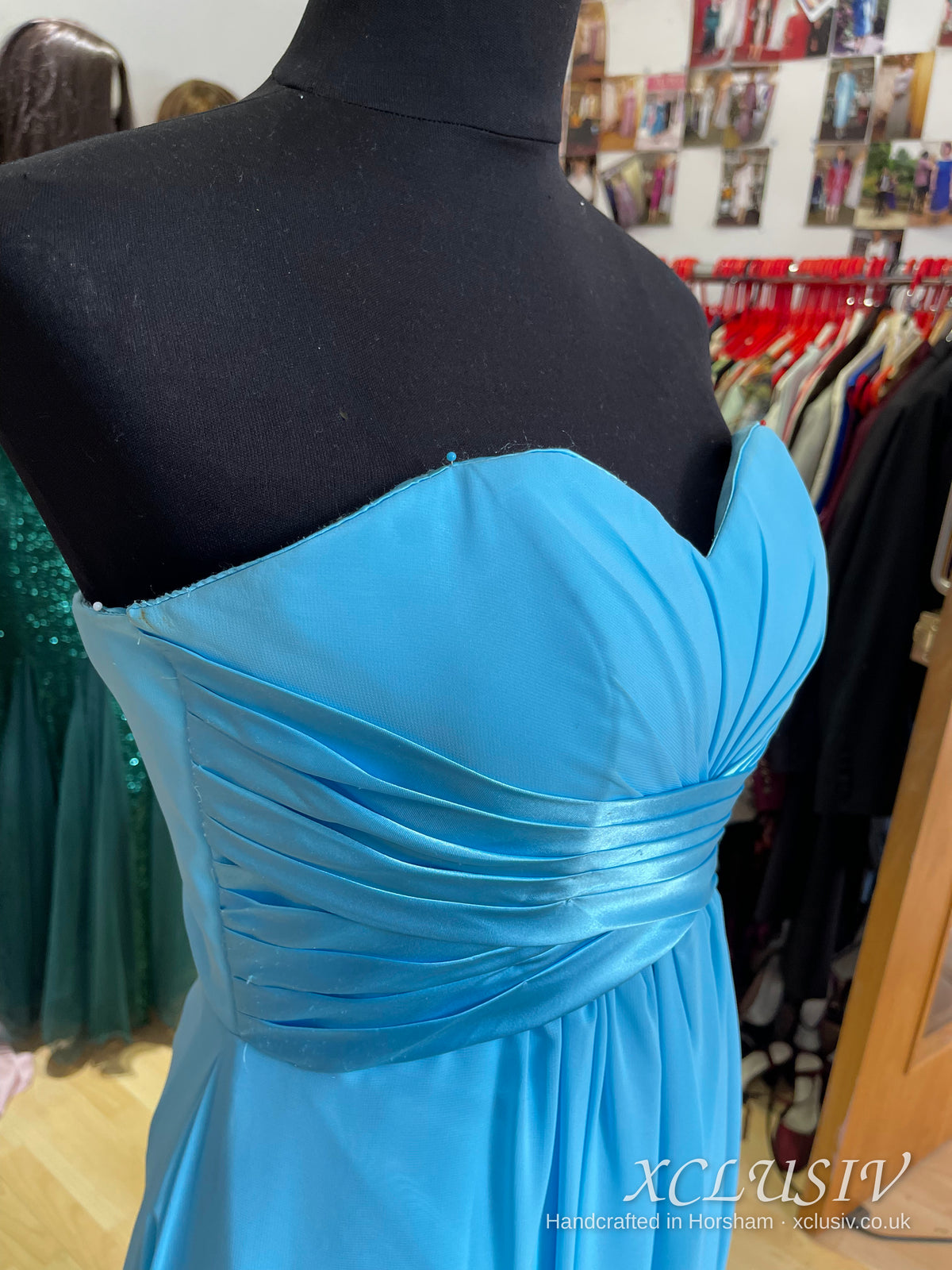 Sky Blue Chiffon Strapless Lace-Up Back Bridesmaid Dress – XCLUSIV Horsham (view 4)
