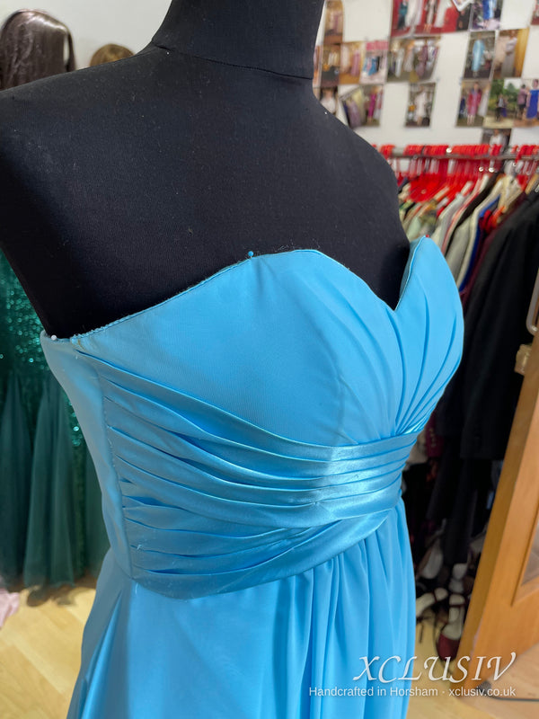 Sky Blue Chiffon Strapless Lace-Up Back Bridesmaid Dress – XCLUSIV Horsham (view 5)