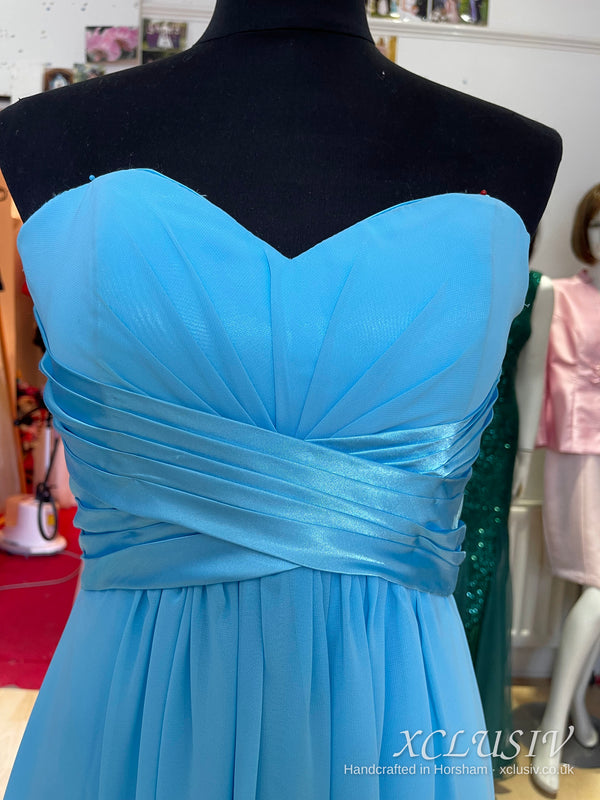 Sky Blue Chiffon Strapless Lace-Up Back Bridesmaid Dress – XCLUSIV Horsham (view 9)