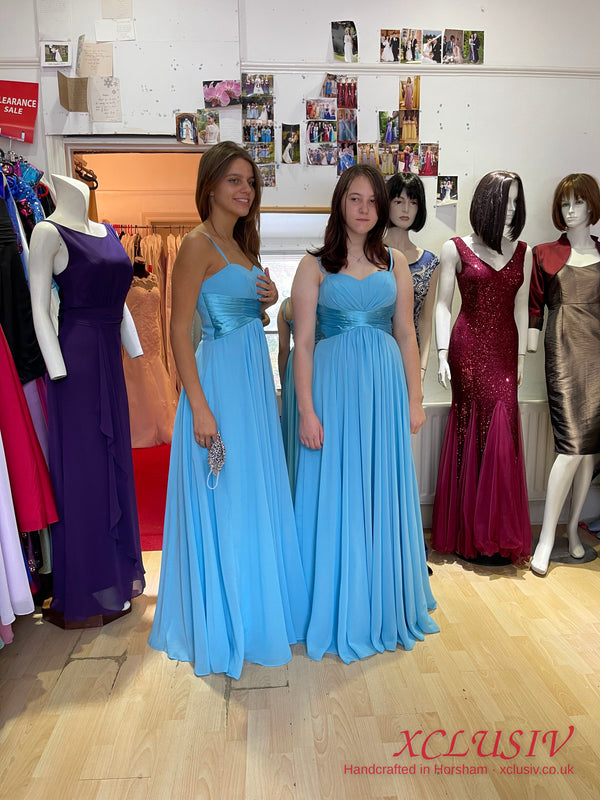 Sky Blue Chiffon Strapless Lace-Up Back Bridesmaid Dress – XCLUSIV Horsham (view 10)