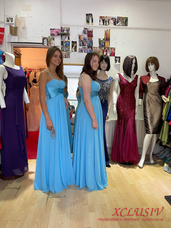 Sky Blue Chiffon Strapless Lace-Up Back Bridesmaid Dress – XCLUSIV Horsham (view 11)