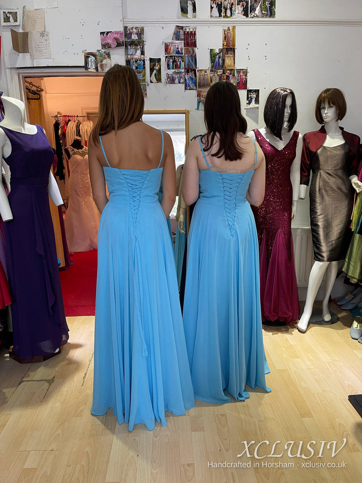 Sky Blue Chiffon Strapless Lace-Up Back Bridesmaid Dress – XCLUSIV Horsham (view 12)