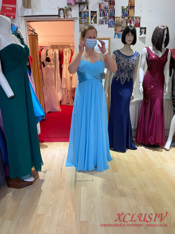 Sky Blue Chiffon Strapless Lace-Up Back Bridesmaid Dress – XCLUSIV Horsham (view 14)